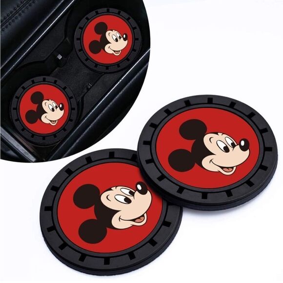 Mickey Mouse Car Cup Coasters in Black set of 2 NWT - Picture 1 of 7